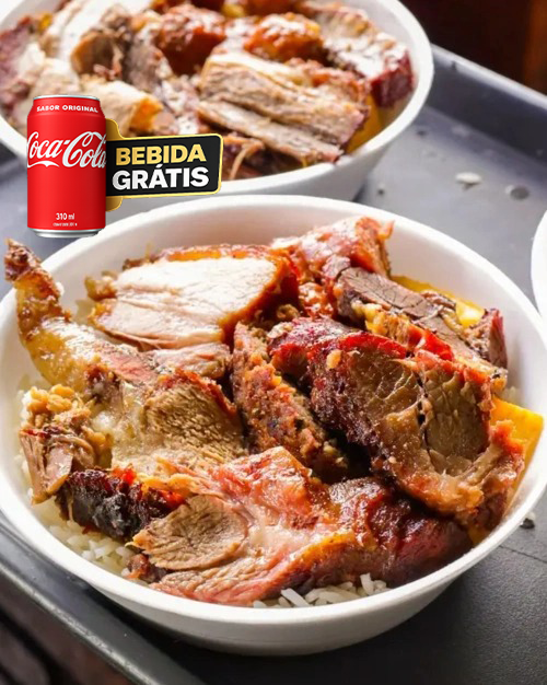 Marmitex Pequena Com Churrasco + Coca Lata 350ml Grátis
